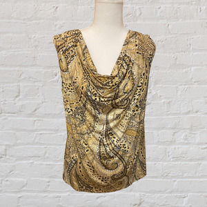 Dressbarn Tan/Gold Sleeveless Blouse